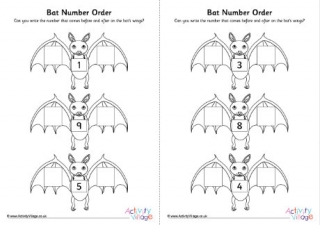 Bat Number Order Worksheet Set 1