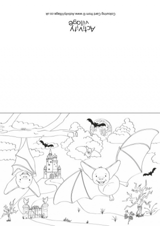 Bats Scene Colouring Card
