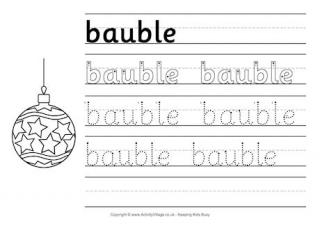 Bauble Handwriting Worksheet
