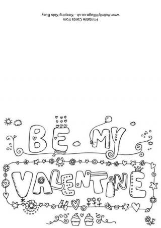 Be My Valentine Colouring Card 
