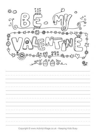 Be My Valentine Story Paper