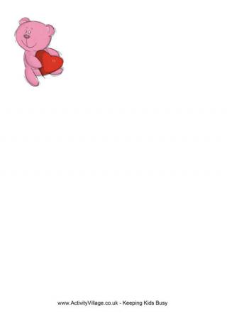 Bear with Heart Writing Paper