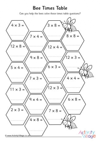 Bee Hive Times Table Worksheets 2