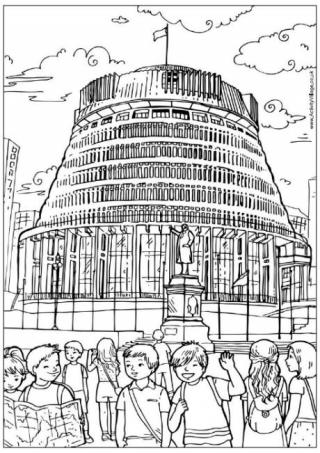 Beehive, Wellington Colouring Page