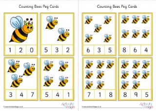 Bee Counting Peg Cards