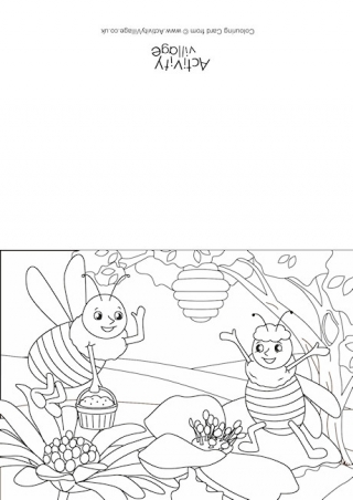 Bees Scene Colouring Card