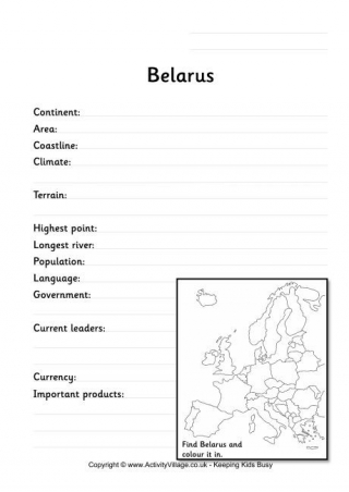 Belarus Fact Worksheet