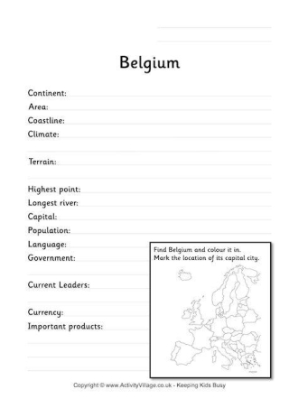 Belgium Fact Worksheet