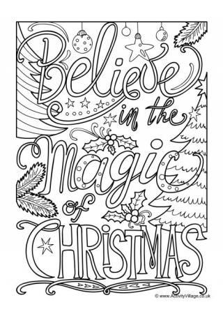 Believe in the Magic of Christmas Colouring Page