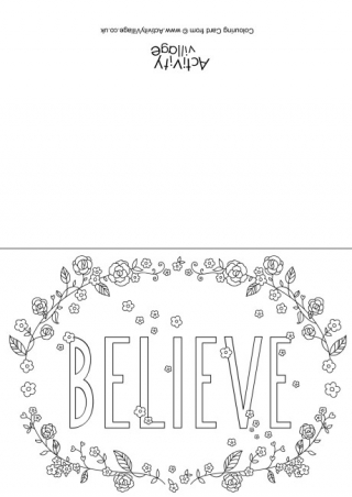 Believe Word Colouring Card