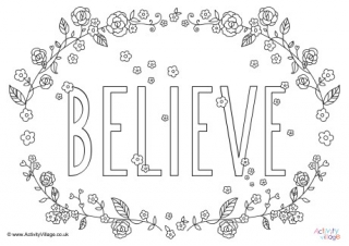 Believe Word Colouring Page