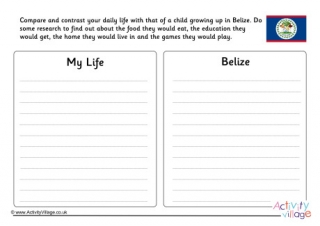 Belize Compare and Contrast Worksheet