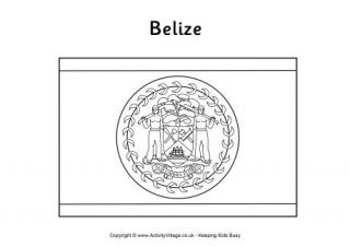 Belize Flag Colouring Page
