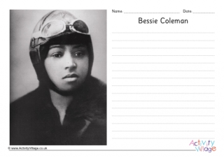 Bessie Coleman Writing Page
