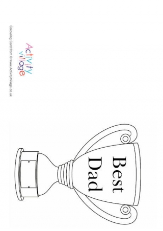 Best Dad Trophy Colouring Card