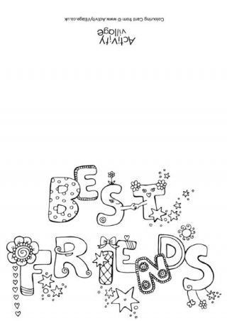 Best Friends Colouring Card