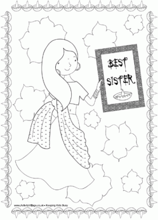 Best Sister Diwali Colouring Page