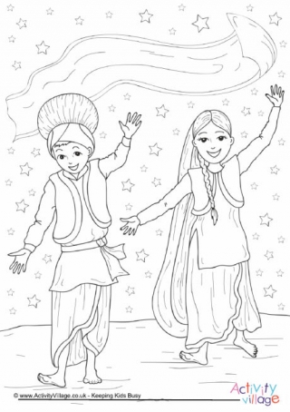 Bhangra Dance Colouring Page