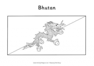 Bhutan Flag Colouring Page