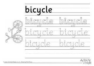Bicycle Handwriting Worksheet