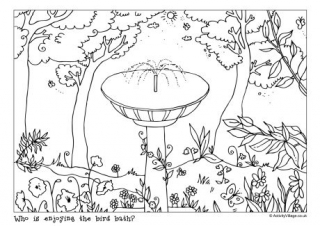 Bird Bath Doodle Page