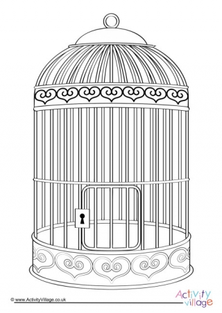Bird Cage Colouring Page