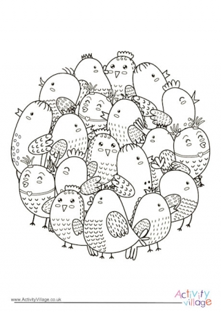 Birds Circle Colouring Page