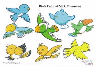 Birds Cut and Stick Characters