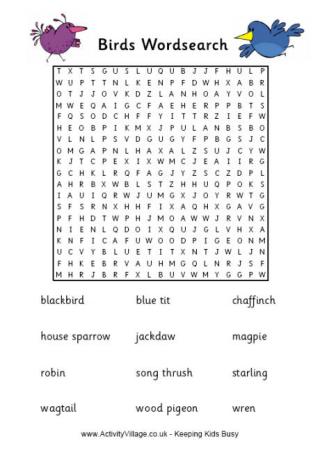 Birds of the UK Word Search