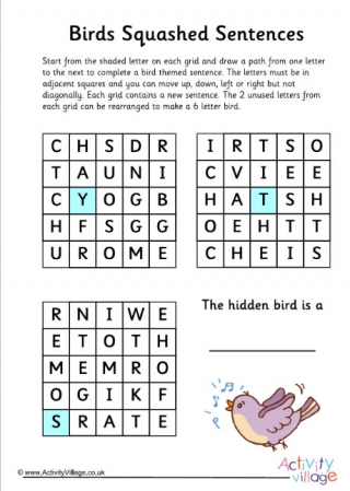 Birds Squashed Sentences Puzzle