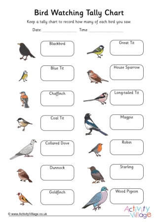 Birdwatching Tally Chart Boxes