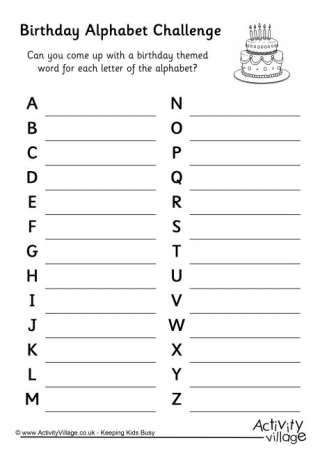 Birthday Alphabet Challenge