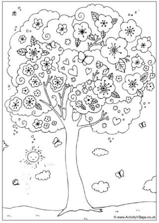 Blossom Tree Colouring Page