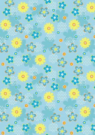 Blue and Yellow Flowers Scrapbook Paper