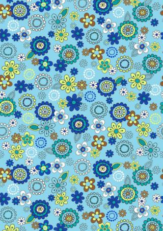 Blue Dotty Floral Scrapbook Paper