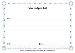 Blue Motif Certificate