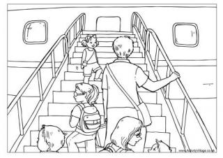 Boarding the Airplane Colouring Page