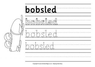 Bobsled Handwriting Worksheet