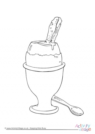 Boiled Egg And Soldiers Colouring Page