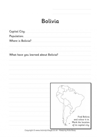 Bolivia Worksheet