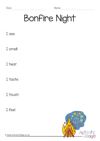 Bonfire Night Sensory Poem Planning Sheet