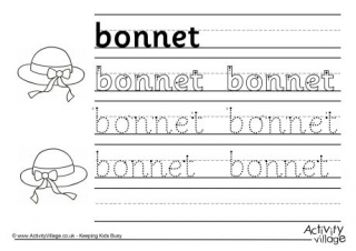 Bonnet Handwriting Worksheet