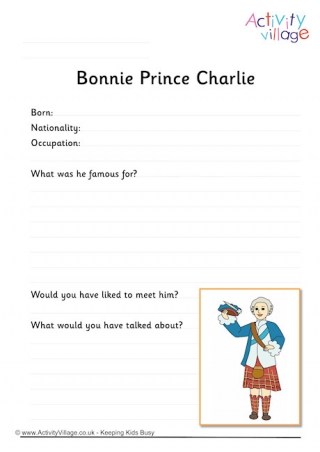 Bonnie Prince Charlie Worksheet