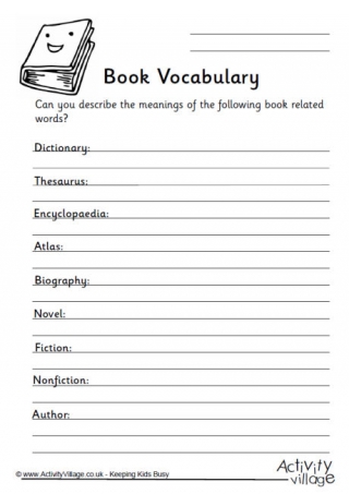 Book Vocabulary Worksheet