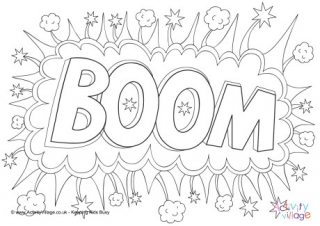 Boom Colouring Page