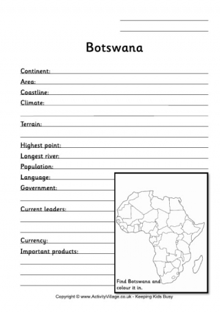 Botswana Fact Worksheet