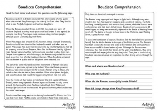 Boudicca Comprehension