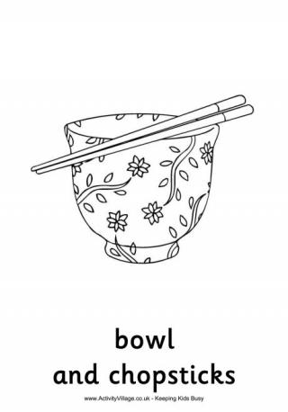 Bowl And Chopsticks Colouring Page