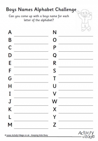 Boys Names Alphabet Challenge