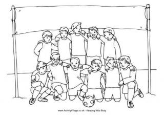 Boys Soccer Team Colouring Page